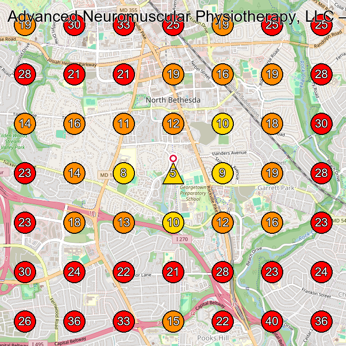 Advanced Neuromuscular Physiotherapy, LLC GeoGrid visibility map for Home Builder in Rockville